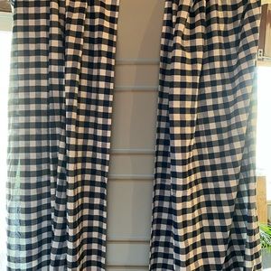 Pair of Navy and White Plaid Curtain Panels